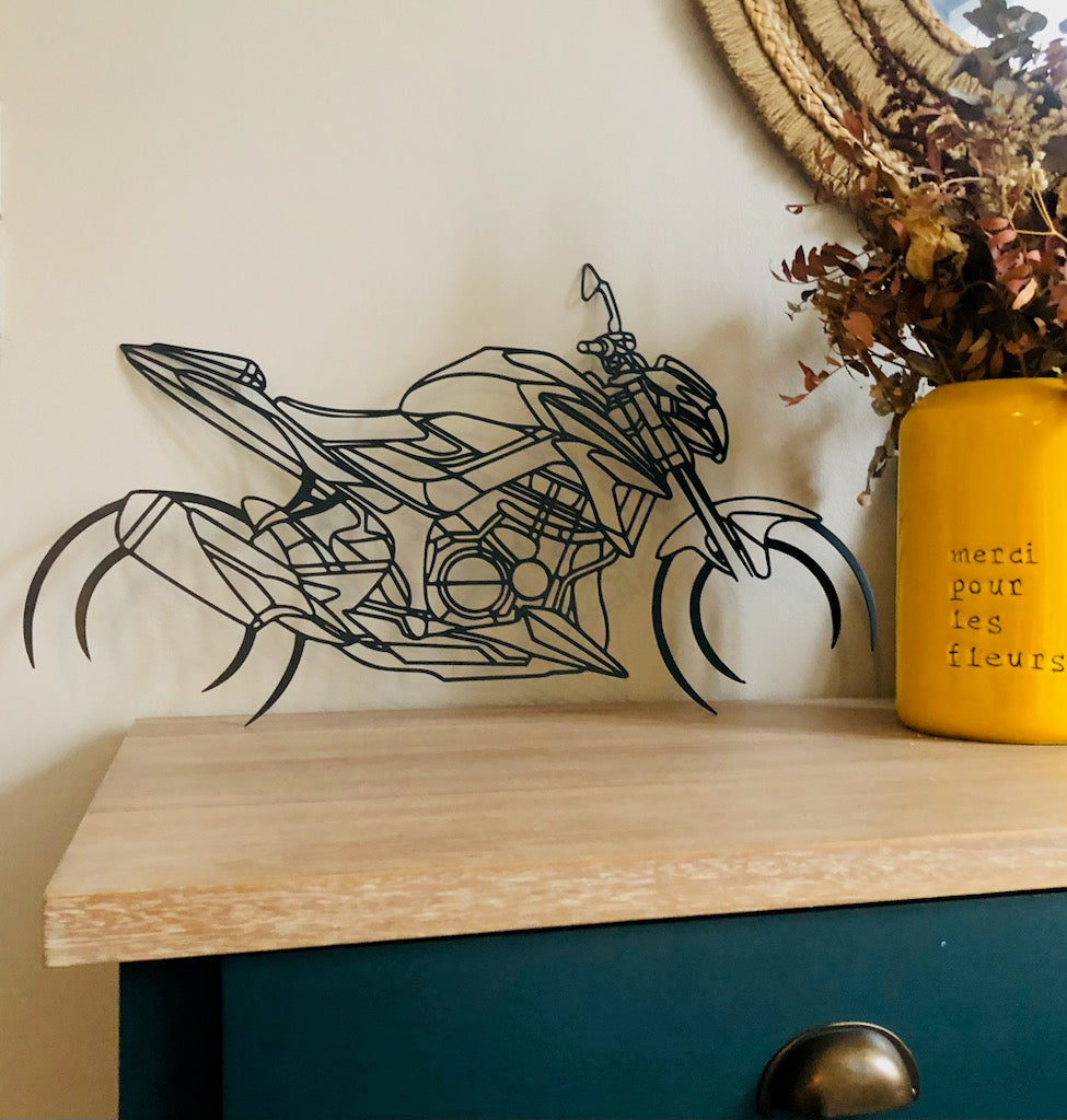 Moto murale 95 cm en acier – décoration métal XXL – fabrication artisanale française