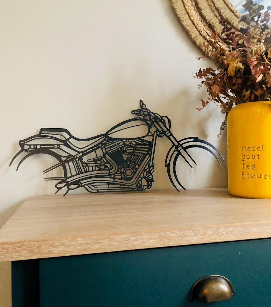 Moto murale 95 cm en acier – décoration métal XXL – fabrication artisanale française