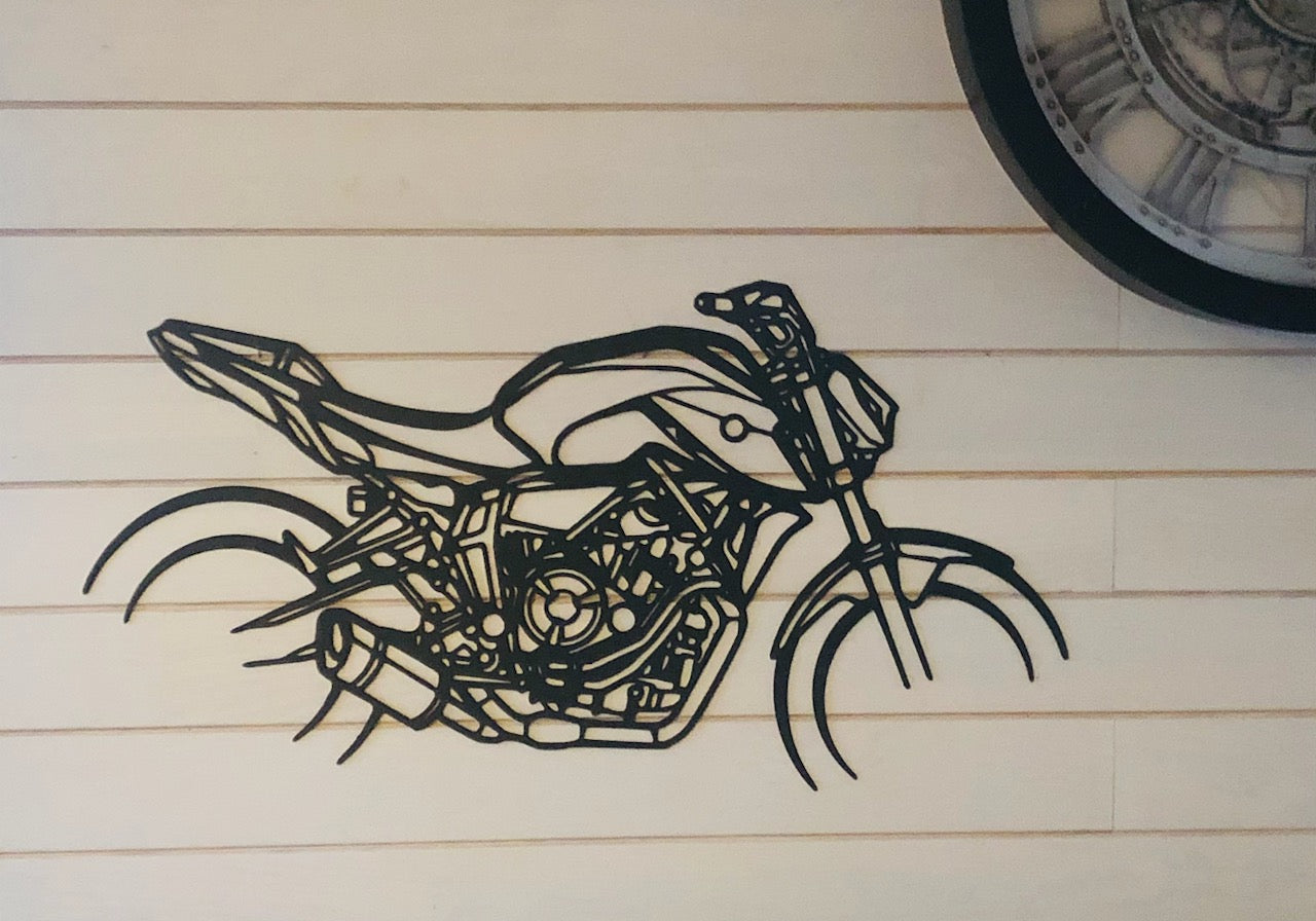 Moto murale 95 cm en acier – décoration métal XXL – fabrication artisanale française