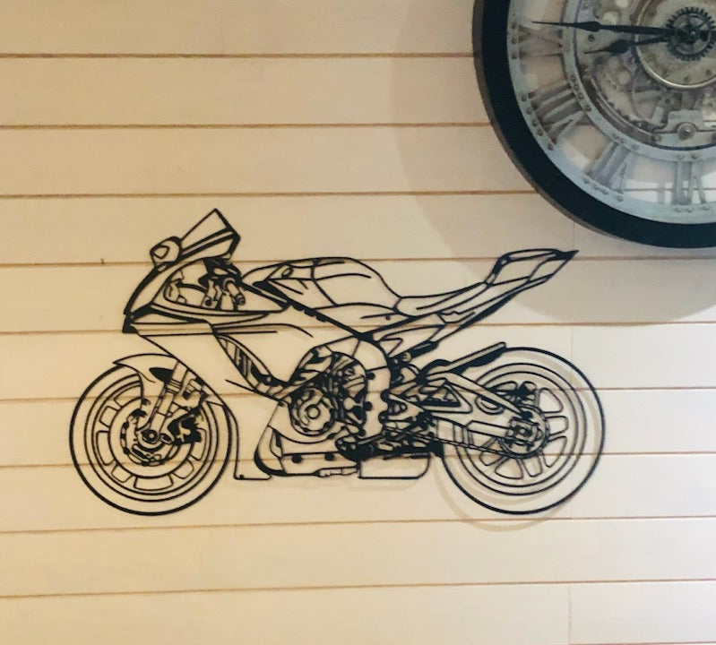 Moto en acier PREMIUM – décoration murale métal – fabrication française artisanale – design haut de gamme