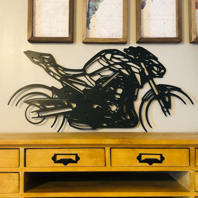 Moto murale 95 cm en acier – décoration métal XXL – fabrication artisanale française