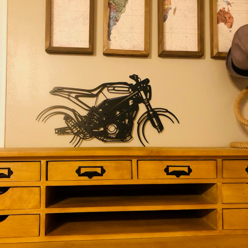 Moto murale 95 cm en acier – décoration métal XXL – fabrication artisanale française