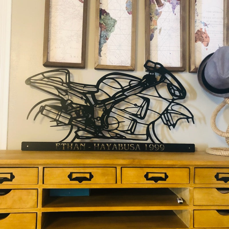 Moto murale 95 cm en acier – décoration métal XXL – fabrication artisanale française