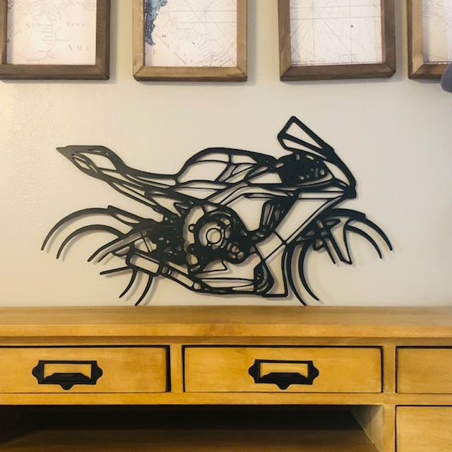 Moto murale 95 cm en acier – décoration métal XXL – fabrication artisanale française