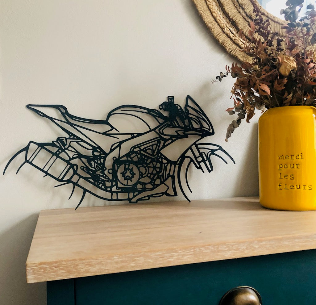 Moto murale 95 cm en acier – décoration métal XXL – fabrication artisanale française