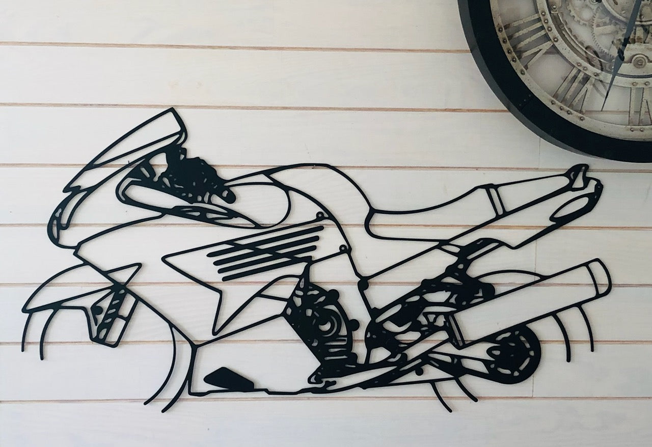 Moto murale 95 cm en acier – décoration métal XXL – fabrication artisanale française