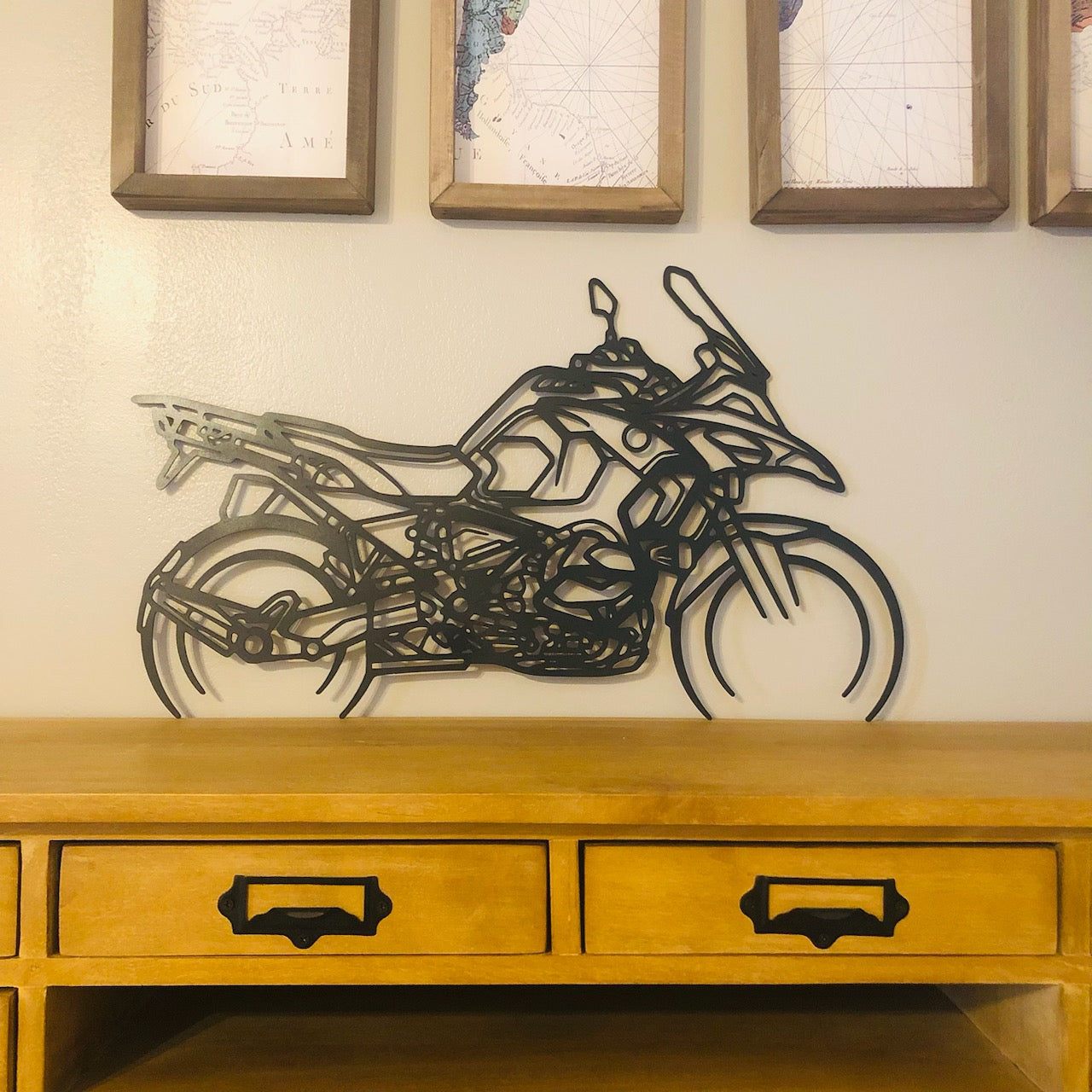 Moto murale 95 cm en acier – décoration métal XXL – fabrication artisanale française