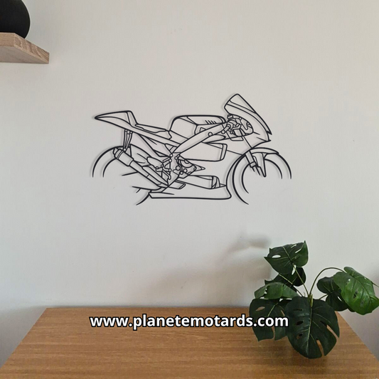 Silhouette Yamaha MotoGP Valentino Rossi en acier – déco murale moto course racing