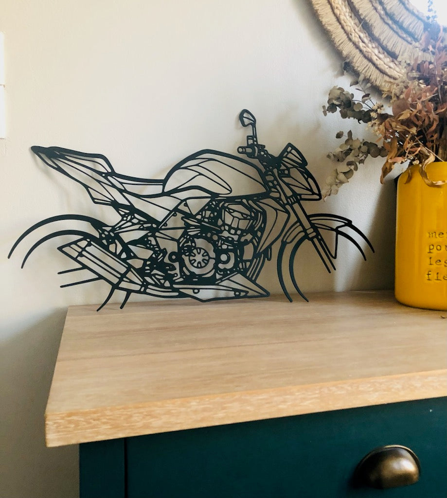 Moto murale 95 cm en acier – décoration métal XXL – fabrication artisanale française