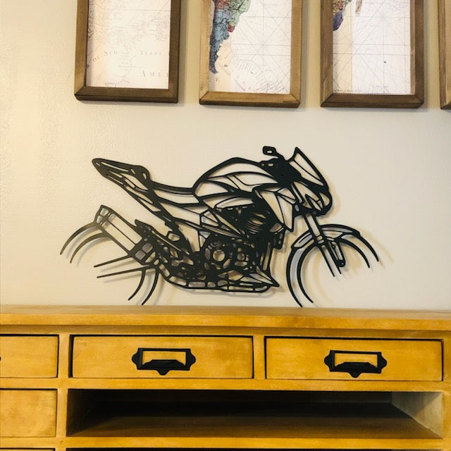 Moto murale 95 cm en acier – décoration métal XXL – fabrication artisanale française