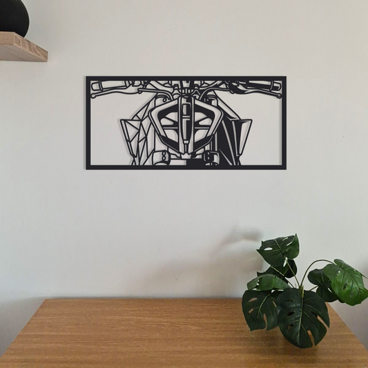Cadre acier visage géométrique "Regard qui tue" – déco murale moderne – fabrication artisanale française