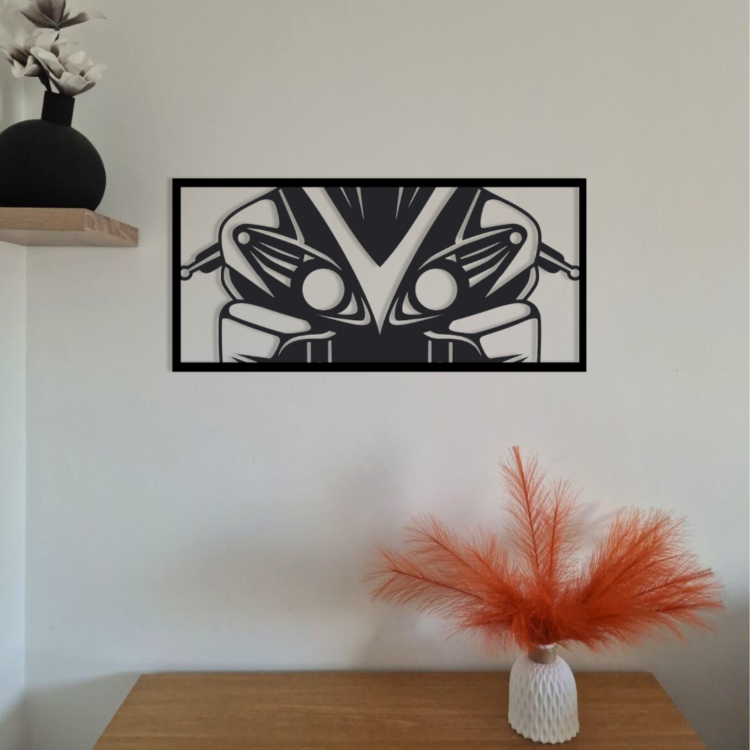 Cadre mural Regard qui tue en acier – déco métal visage intense – fabrication artisanale française