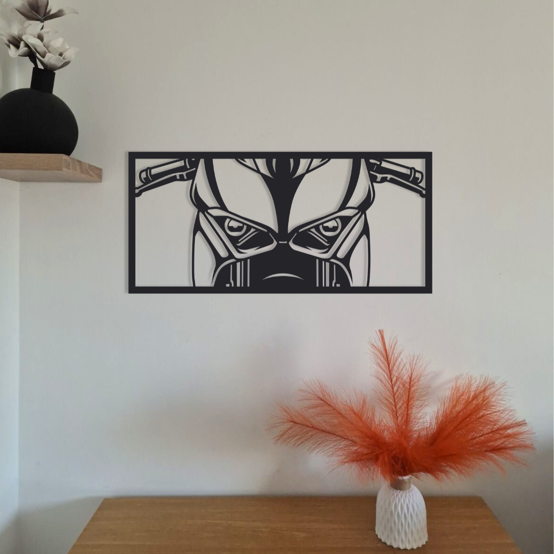 Cadre mural Regard qui tue en acier – déco métal visage intense – fabrication artisanale française