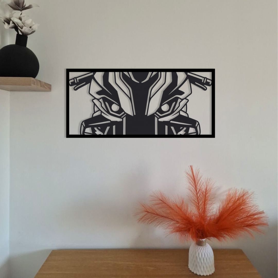 Cadre mural Regard qui tue en acier – déco métal visage intense – fabrication artisanale française