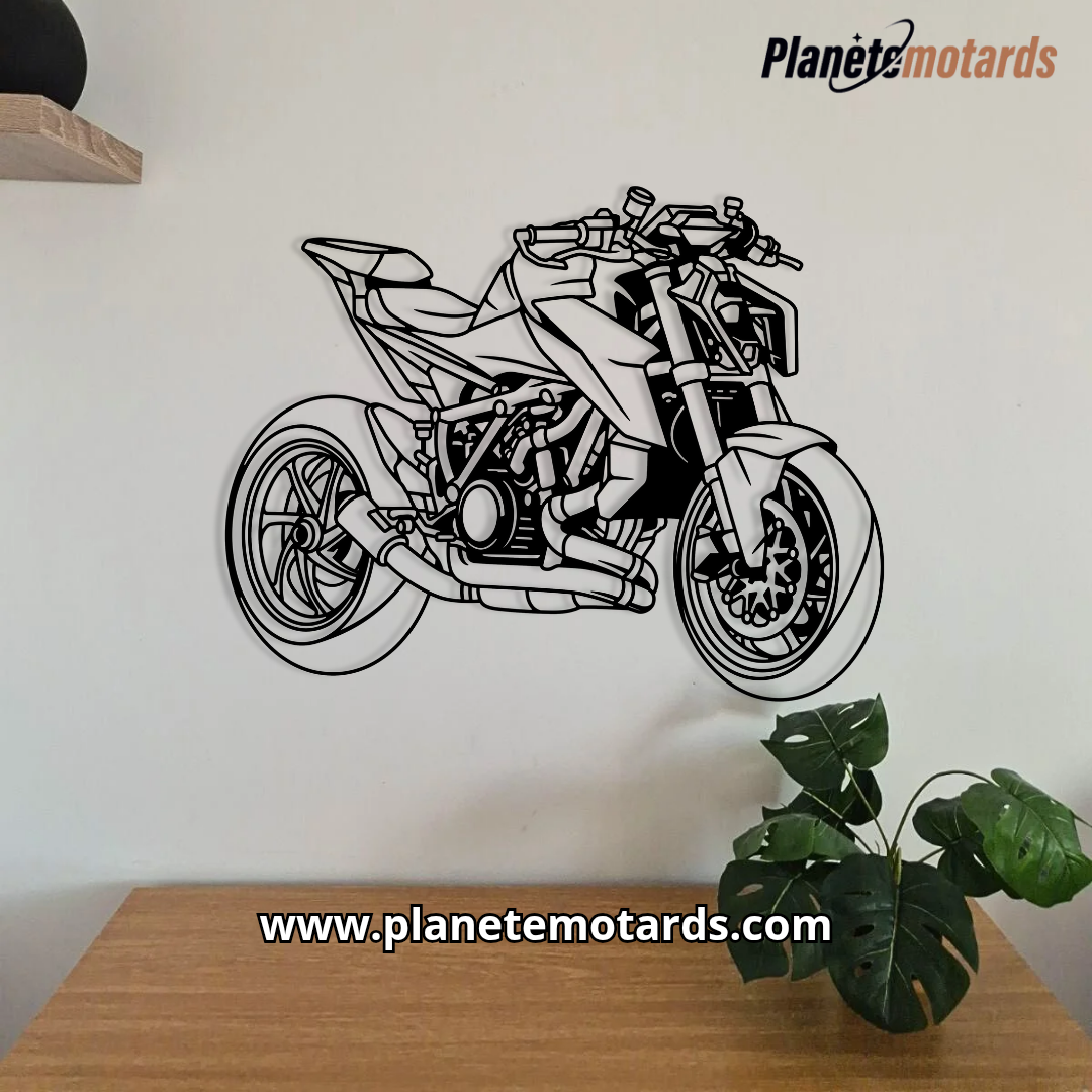 Moto déco murale 3/4 en acier – Fabrication artisanale française R&N DeCo – Design moto haut de gamme