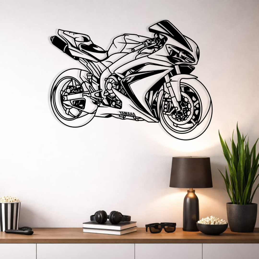 Moto vue trois-quarts PREMIUM acier – création récente atelier RN DECO France