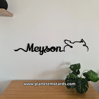 Déco moto personnalisée avec prénom – Ligne métal 60 cm