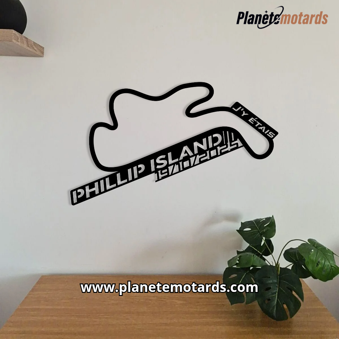 Plaque souvenir circuit Phillip Island 19/10/2025 en acier découpé laser – GP d'Australie MotoGP made in France
