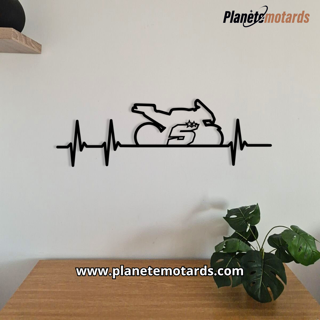 Ligne battement supermotard pilote – déco murale acier motard passion vitesse